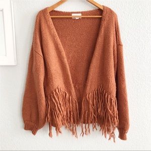 Loveriche Fringe Chunky Knit Cardigan Sweater